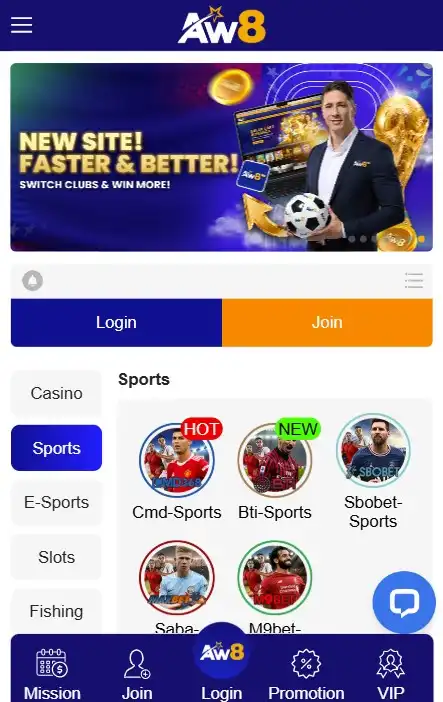 Casino Games in the AW8 App